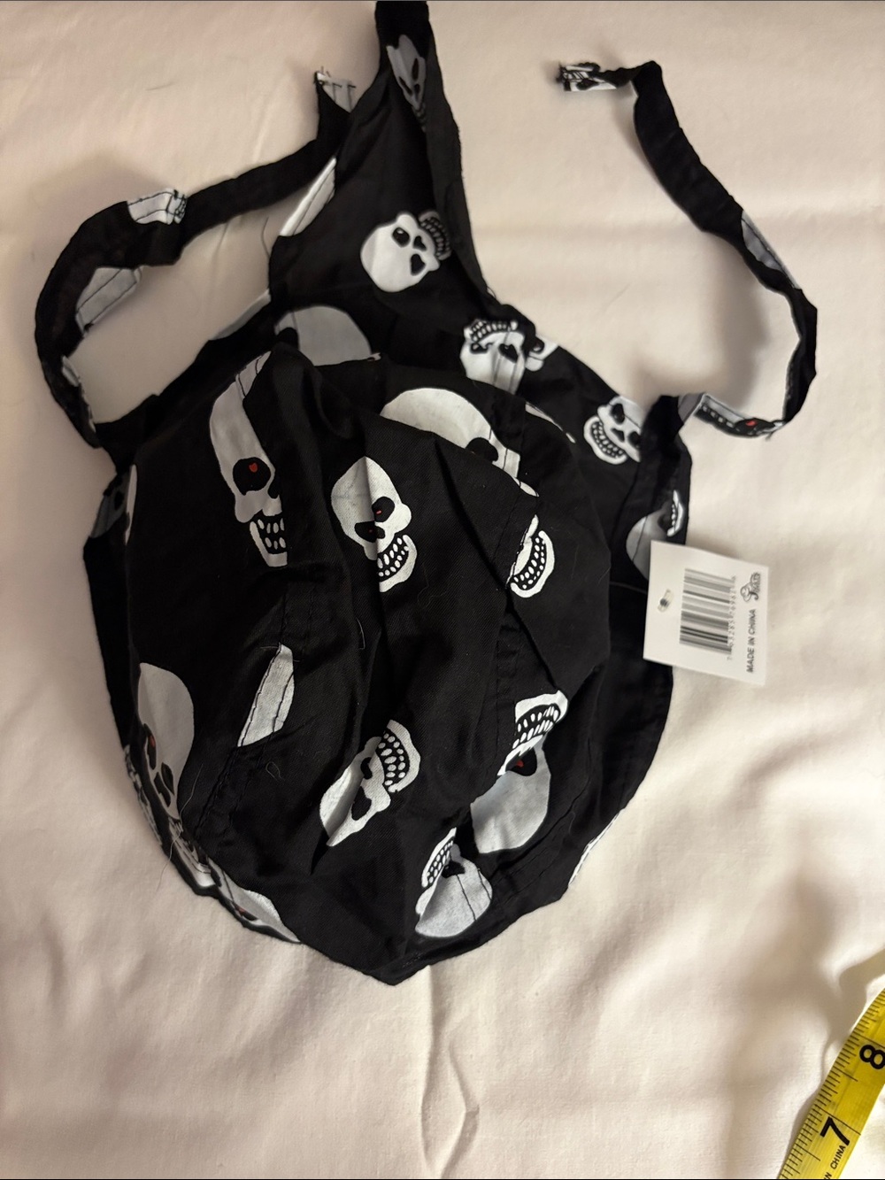 Skull Print Black Bandana Cap - JHats - New with Tags.